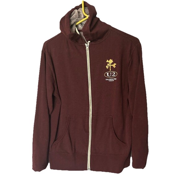 2017 U2  Joshua Tree Tour  - Maroon Hooded Zip front Sweat-Shirt  Unisex Small - Picture 1 of 8